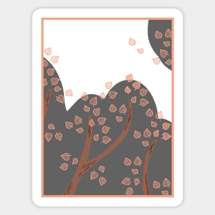 Autumn shrub simple Scandinavian style design Sticker